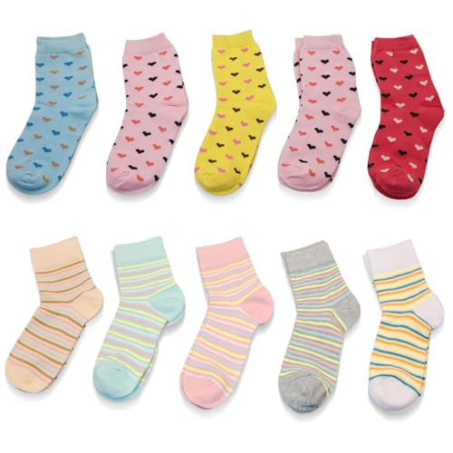 OYIWINMI Socken Damen 39-42,Strümpfe Damen Baumwoll Bunt Gestreifte,Socken mit süßen Motiv 10 Pairs. von OYIWINMI