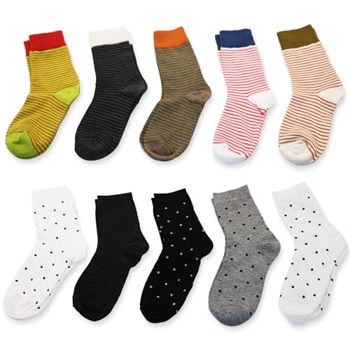 OYIWINMI Socken Damen 39-42,Strümpfe damen Baumwoll Bunt Socken Gestreifte,Schwarze oder weiße mit Punkten Baumwoll socken 10 Pairs. von OYIWINMI