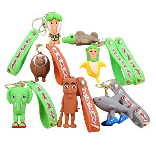 OYL 7 Stück Tung Tung Tung Sahur Schlüsselring Set, Anime niedliche Schlüsselanhänger Spielzeug Geschenk Fob Tasche Autos Große Kuschel Anhänger OYL 7 Stück Tung Tung Tung Sahur Schlüsselring Set, Anime niedliche Schlüsselanhänger Spielzeug Geschenk Fob Tasche Autos Große Kuschel Anhänger von OYL