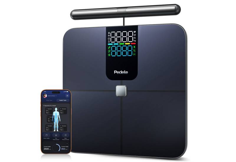 OYLCDI Körper-Analyse-Waage Messung von Körperfett, Muskelanteil, Kalorienanzeige usw., mit App zur Übertragung und Tracking der Messwerte, präzise Ganzkörpermessung von OYLCDI