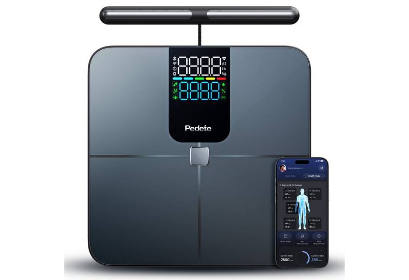 OYLCDI Körper-Analyse-Waage Messung von Körperfett, Muskelanteil, Kalorienanzeige usw., mit App zur Übertragung und Tracking der Messwerte, präzise Ganzkörpermessung von OYLCDI