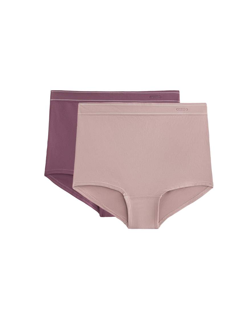 OYSHO - 2er-Pack nahtlose Shorty-Slips in blassen Malvetönen mit weicher Haptik-Lila von OYSHO