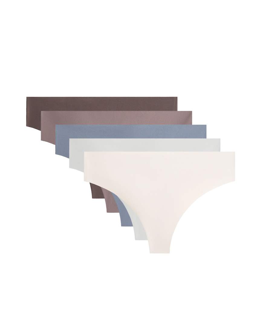 OYSHO - 5er-Pack lasergeschnittene Tangas aus Polyamid-Mix in Braun-Brown von OYSHO