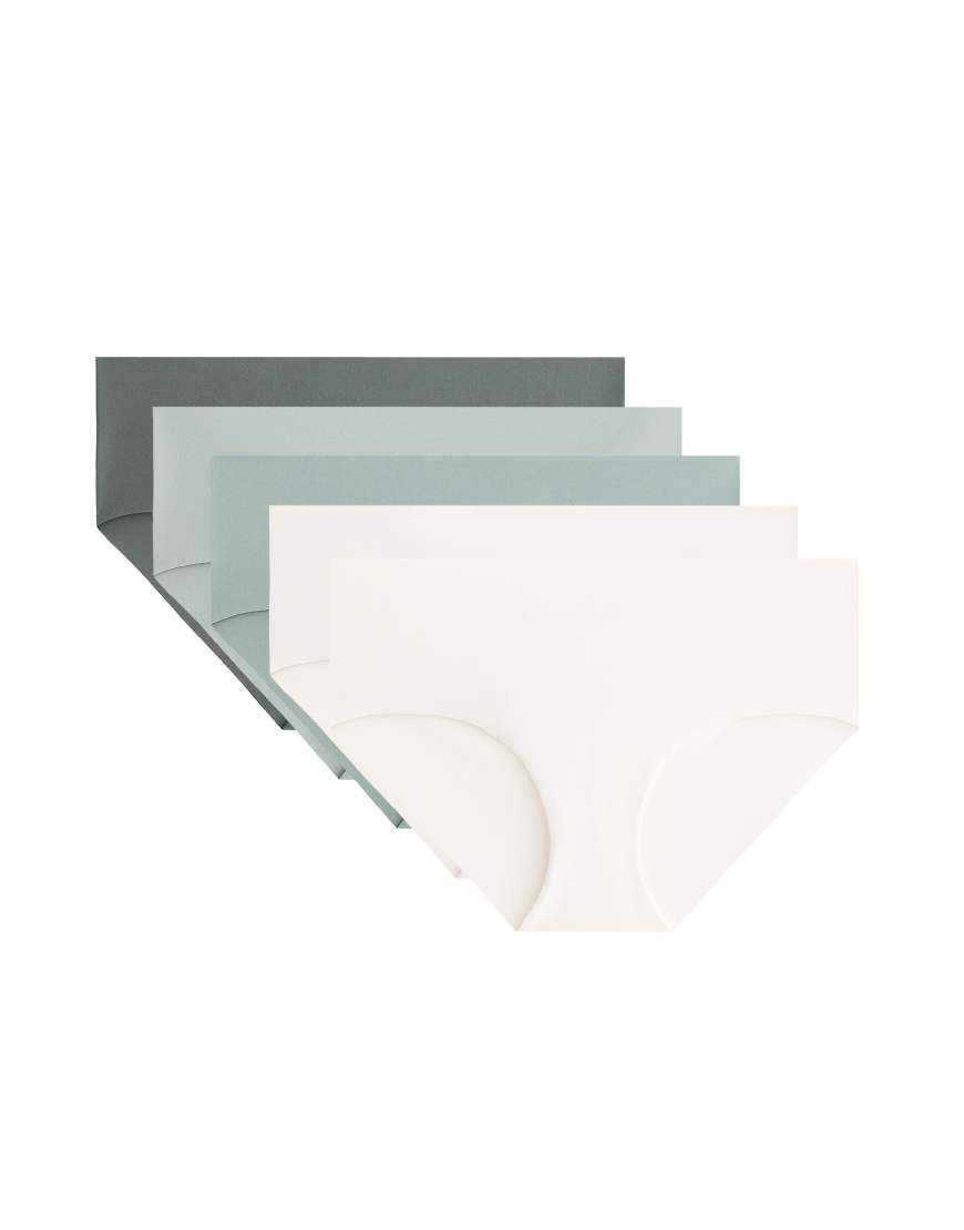 OYSHO - 5er-Pack unsichtbare Hipster-Slips in Khaki-Grau aus Polyamidmix-Grün von OYSHO