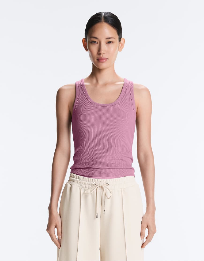 OYSHO - Geripptes Tanktop aus Modalmix in Rosa von OYSHO