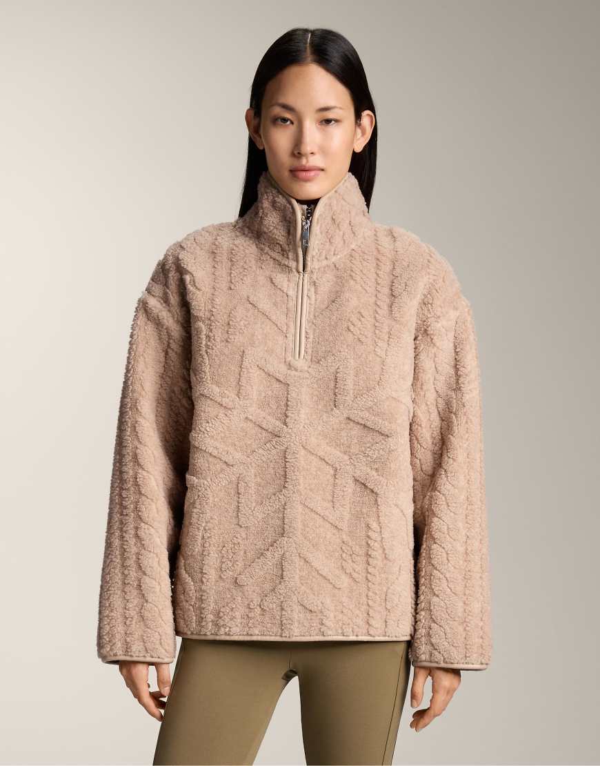 OYSHO - Jacke aus Lammfellimitat in meliertem Sand mit Schneeflocken-Strukturmotiv-Brown von OYSHO
