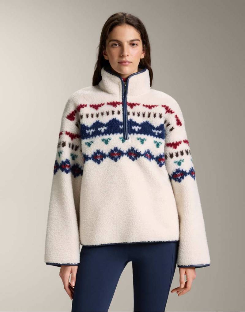 OYSHO - Sweatshirt aus Lammfellimitat in Ecru mit geometrischen Details-Neutral von OYSHO