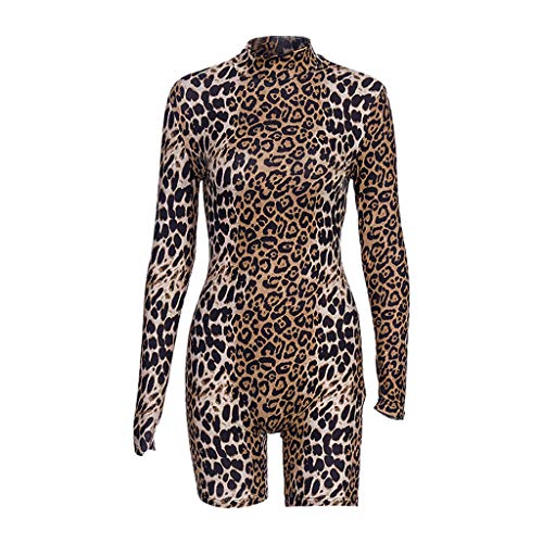 OYSOHE Damen Jumpsuit Rollkragen Langarm Mode Leopard und Tiger-Muster Skinny Party Playsuit Shorts von OYSOHE Damen