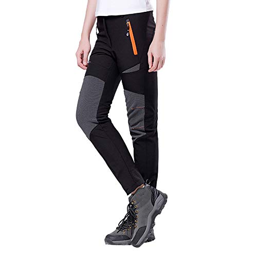 OYSOHE Damen Hosen Wasserdicht Winddicht Patchwork Outdoor Wandern Ski Hose warme Winterhose(Schwarz,Large) von OYSOHE