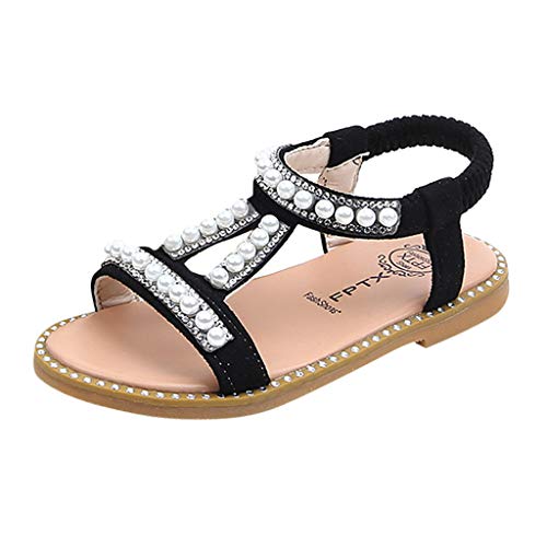 OYSOHE Kinder Sandalen, Baby Mädchen Bowknot Perle Kristall Sandalen Römischen Sandalen Prinzessin Schuhe (24 EU, ZA-Schwarz) von OYSOHE