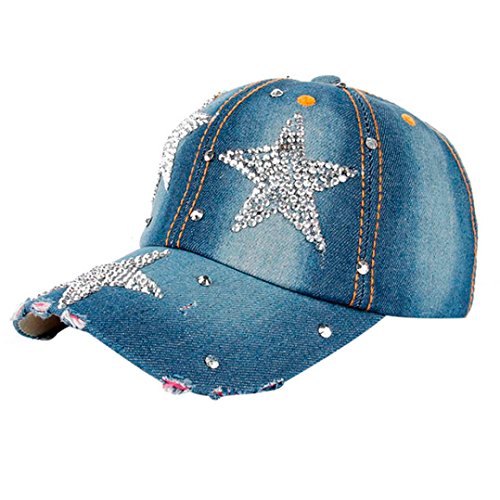 OYSOHE Sonnenschutz Kopf Herren Damen, Neueste Frauen Männer Sterne Denim Strass Baseballmütze Outdoor Hut Snapback Hip Hop Flachen Hut von OYSOHE