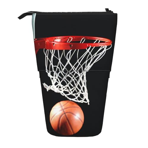 OYVDUAZB Basketball-Malerei Sportkunst, Teleskop-Federmäppchen, Ständer, Stifthalter, Make-up-Tasche, Bleistiftbeutel, Stifttasche von OYVDUAZB