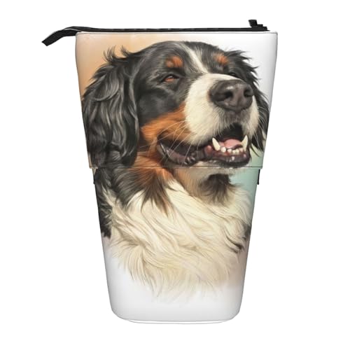 OYVDUAZB Berner Sennenhund Realistisches Porträt Berner, Teleskop-Federmäppchen, Ständer, Stifthalter, Make-up-Tasche, Bleistiftbeutel, Stifttasche von OYVDUAZB