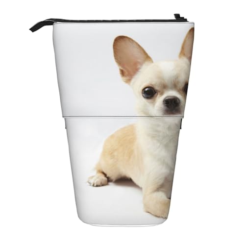 OYVDUAZB Chihuahua, freigestellt, Tiere, wild lebende Tiere, reinrassig, säugetier, Teleskop-Federmäppchen, Ständer, Stifthalter, Make-up-Tasche, Bleistiftbeutel, Stifttasche von OYVDUAZB