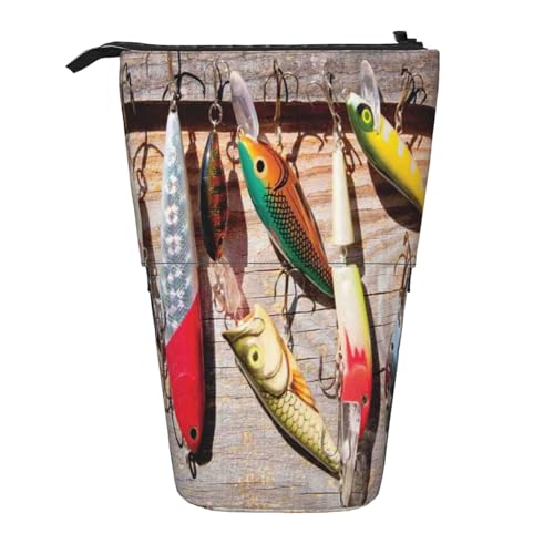 OYVDUAZB Fisch Fischer Scheunentor Rustikal, Teleskop-Federmäppchen, Ständer, Stifthalter, Make-up-Tasche, Bleistiftbeutel, Stifttasche von OYVDUAZB