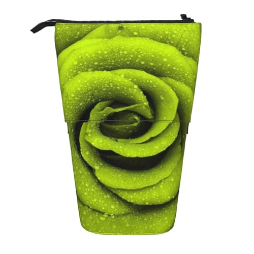 OYVDUAZB Grüne Rose Bedruckt, Teleskop-Federmäppchen, Ständer, Stifthalter, Make-up-Tasche, Bleistiftbeutel, Stifttasche von OYVDUAZB