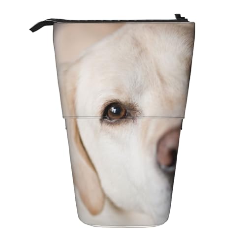 OYVDUAZB Honig-Labrador-Hund, Teleskop-Federmäppchen, Ständer, Stifthalter, Make-up-Tasche, Bleistiftbeutel, Stifttasche von OYVDUAZB