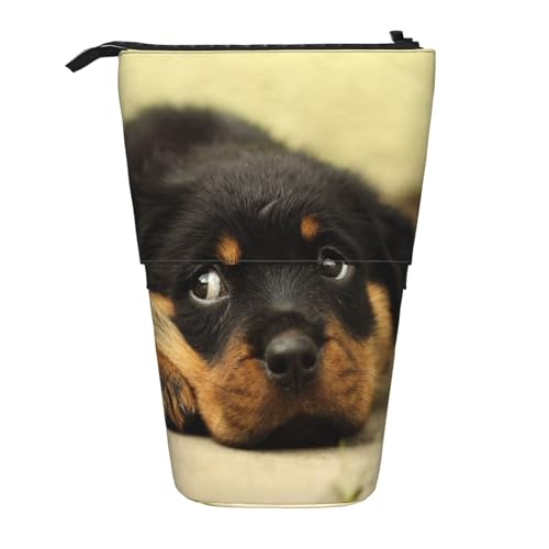 OYVDUAZB Rottweiler Hunde Süße Hunde Welpen Haustiere Klein, Teleskop-Federmäppchen, Ständer, Stifthalter, Make-up-Tasche, Bleistiftbeutel, Stifttasche von OYVDUAZB