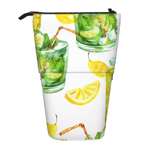 OYVDUAZB Trinken Sie Cocktail-Zitroneneis, Teleskop-Federmäppchen, Ständer, Stifthalter, Make-up-Tasche, Bleistiftbeutel, Stifttasche von OYVDUAZB