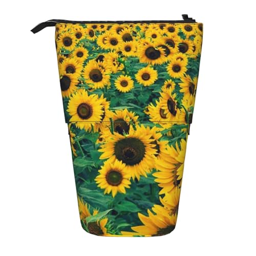 OYVDUAZB Viele schöne Sonnenblumen, Teleskop-Federmäppchen, Ständer, Stifthalter, Make-up-Tasche, Bleistiftbeutel, Stifttasche von OYVDUAZB