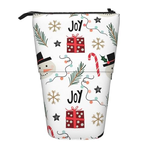 OYVDUAZB Weihnachten mit Schneemann, Teleskop-Federmäppchen, Ständer, Stifthalter, Make-up-Tasche, Bleistiftbeutel, Stifttasche von OYVDUAZB