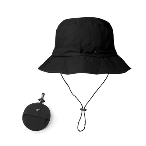 OYZOQ Waterproof UPF50+Eimer Hut String Faltbar für Damen Herren Safari Hut UV-Schutz mit Adjustable Riemen Fischerhut String Hiking von OYZOQ