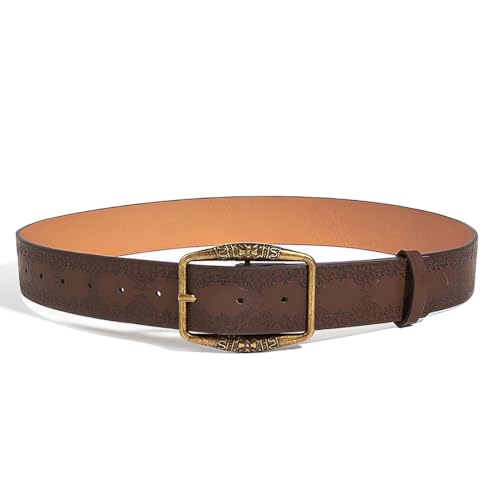 OYZOQ Y2K Retro Brauner Gürtel Damen Leder Mode Damengürtel Für Jeans Hosen Kleider von OYZOQ