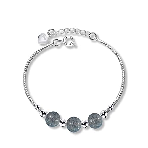 OZEO Armband Damen,Klassisches S925 Sterling Silber Armband Natürliche Mondstein Perlen Charm Armbänder Verstellbare Quadratische Box Gliederkette Armband Schmuck Für Damen Männer Geschenk von OZEO