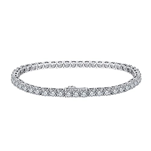 OZEO Armreif Damen,S925 Sterling Silber Tennis Armband 2Mm Micro-Set Zirkon Diamant X-Link Armbänder Exquisites Freundschaftsarmband Licht Luxus Schmuck Für Damen Männer Geschenk, 18Cm von OZEO