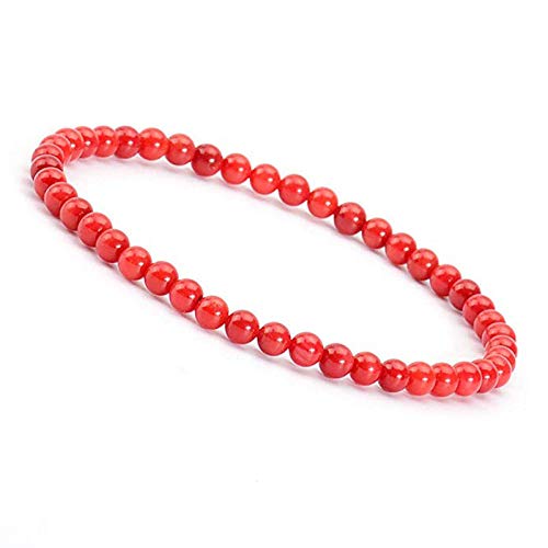 OZEO Chakra Armband Echte Steine, Natürliche Rote Jade Stein Armbänder Einfache Mini 4Mm Perlen Chakra Armbänder Elastische Energie Edelstein Armreifen Balance Yoga Schmuck Für Frauen Männer von OZEO