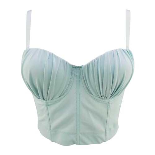 OZEO Corset Topdamen-Bh Mit Gerüschten Muscheln, Stretch-Korsett, Aqua, Ärmellos, Niedliches Korsett-Oberteil, Bustier, Elegante Camis, Bauchfreies Oberteil Für Damen, Mädchen, Zum Ausgehen, Lässig, von OZEO