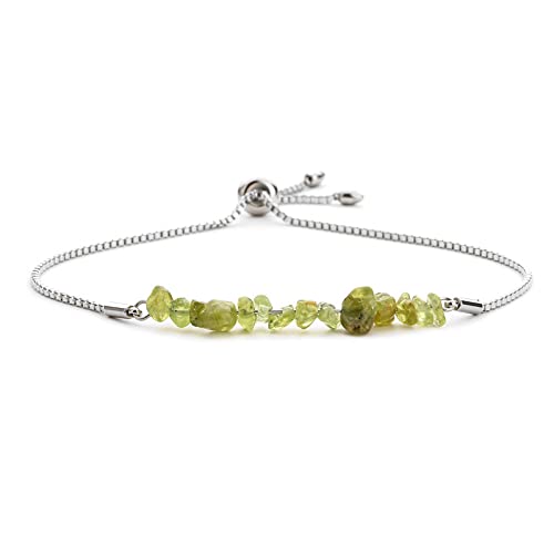 OZEO Edelstein Armband, Natürlicher Grüner Peridot Stein Armbänder Boho Unregelmäßige Kiesperle Chakra Armband Energie Edelstein Bolo Armreifen Freundschaftsarmband Yoga Schmuck Für Frauen Männer von OZEO