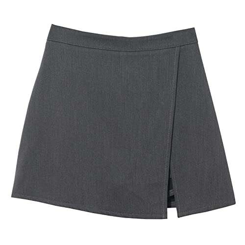 OZEO Röcke Damen,Unregelmäßiger Schlitz-Anzug Mit Hoher Taille Für Damen Rock A-Linie Mini-Hüften-Umwickelter Rock Mit Sicherheits-Shorts Einfarbig Lässiges Business-Büro Arbeit Kurzer Rock Für M von OZEO