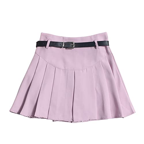 Röcke Für Damen,Damen-Minirock Mit Hose Stilvolle Nähte Layered Plissee Tennisrock Mit Gürtel Sommer A-Linie Geraffte Freizeit College Ausgestellter Kurzer Rock Für Mädchen Damen,Lila,M von OZEO