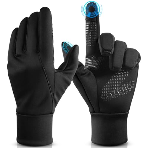 OZERO Herren Wasserdicht Thermohandschuhe, Touchscreen Winterhandschuhe Fahrhandschuhe Fahrradhandschuhe Laufhandschuhe Schwarz(S) von OZERO