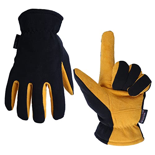 OZERO Hirschleder Winterhandschuhe, Thermo Lederhandschuhe Skihandschuhe Fahrradhandschuhe für Herren und Damen von OZERO