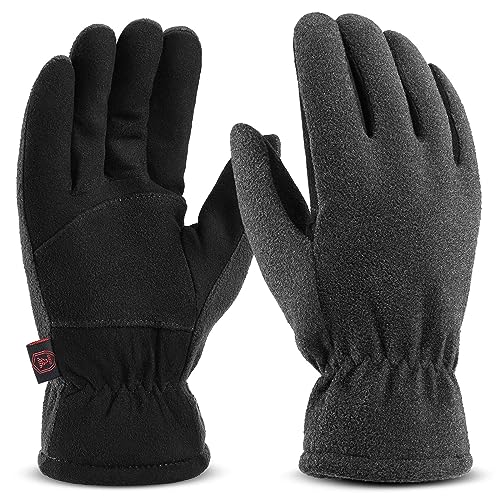 OZERO Hirschleder Winterhandschuhe, Thermo Lederhandschuhe Skihandschuhe Fahrradhandschuhe für Herren und Damen von OZERO