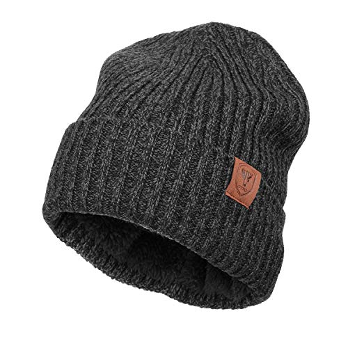 OZERO Winter Beanie Mütze,Thermo Strickmütze Laufmützen Wintermütze für Herren und Damen, Grau(Dicker Faden), 2 von OZERO