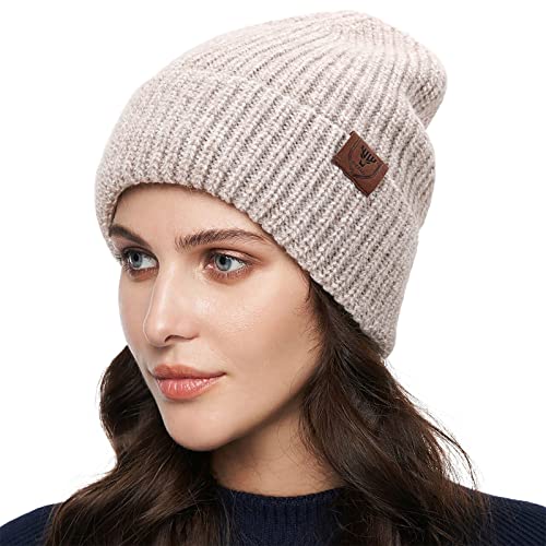 OZERO Winter Warme Beanie Mütze Strickmütze Wintermütze mit weiches Fleecefutter für Damen und Herren (Aprikose) von OZERO