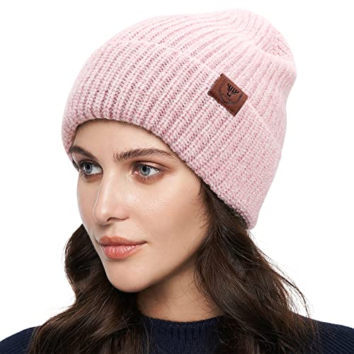 OZERO Winter Warme Beanie Mütze Strickmütze Wintermütze mit weiches Fleecefutter für Damen und Herren (Rosa) von OZERO