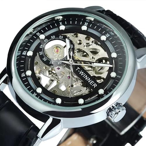 Klassische mechanische Retro-Uhren, luxuriös, transparentes Skelett, Herrenuhr, modisches Lederband, leuchtendes Zifferblatt, männliche Uhr, gold Klassische mechanische Retro-Uhren, luxuriös, transparentes Skelett, Herrenuhr, modisches Lederband, leuchtendes Zifferblatt, männliche Uhr, gold von OZK