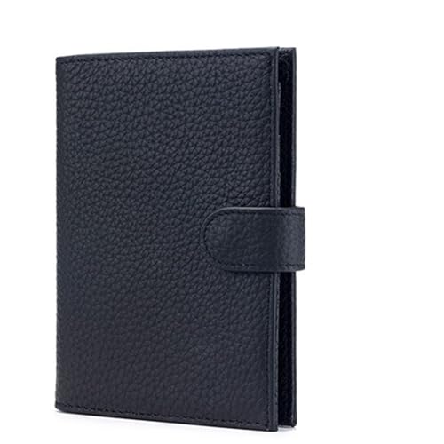 OZLCUA Echtes Leder Reisepass Abdeckung Fall Brieftasche Tasche Karte Halter Rindsleder Geldbörse Dokument Flug(Black) von OZLCUA