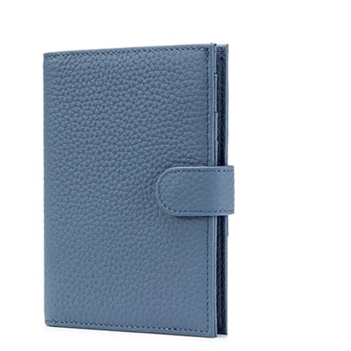 OZLCUA Echtes Leder Reisepass Abdeckung Fall Brieftasche Tasche Karte Halter Rindsleder Geldbörse Dokument Flug(Blue) von OZLCUA