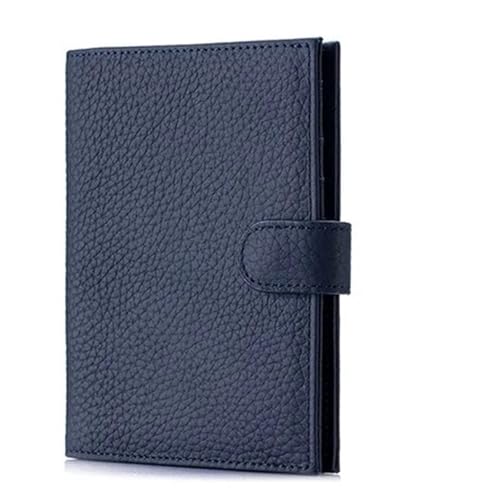 OZLCUA Echtes Leder Reisepass Abdeckung Fall Brieftasche Tasche Karte Halter Rindsleder Geldbörse Dokument Flug(Dark Blue) von OZLCUA