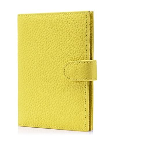 OZLCUA Echtes Leder Reisepass Abdeckung Fall Brieftasche Tasche Karte Halter Rindsleder Geldbörse Dokument Flug(Yellow) von OZLCUA