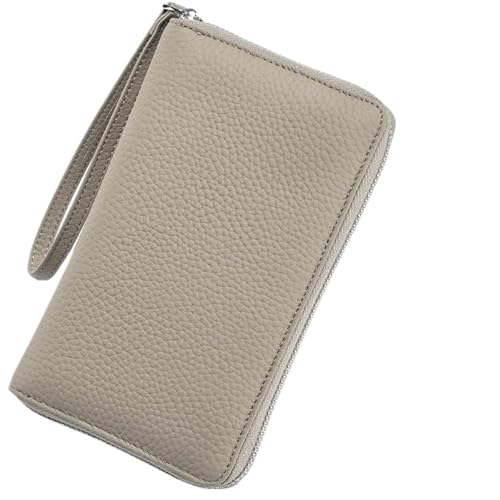 OZLCUA Echtes Leder Reisepass Abdeckung Fall Lange Brieftasche Tasche Karte Halter Rindsleder Geldbörse Dokument(Grey) von OZLCUA