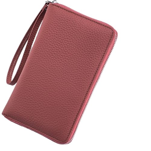 OZLCUA Echtes Leder Reisepass Abdeckung Fall Lange Brieftasche Tasche Karte Halter Rindsleder Geldbörse Dokument(Red) von OZLCUA