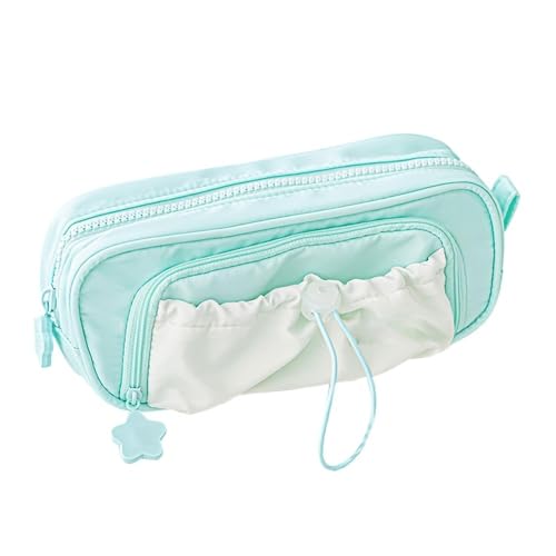 OZLMBERN Drawstring Pencil Case Large Capacity Double-Layer Multifunctional Stationery Storage Bag Student Pencil Case(Groen) von OZLMBERN