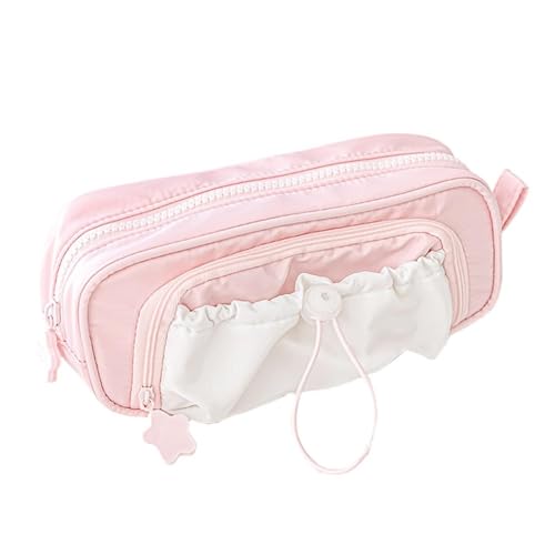 OZLMBERN Drawstring Pencil Case Large Capacity Double-Layer Multifunctional Stationery Storage Bag Student Pencil Case(Rose) von OZLMBERN