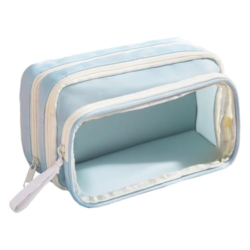 OZLMBERN Transparent Large Capacity Pencil Case Multifunctional Student Storage Bag Large Open Pocket(Bleu) von OZLMBERN